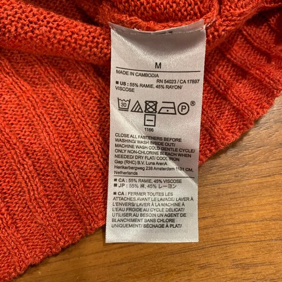 Banana Republic 3 Button Cardigan, Orange, Women's Medium - Picture 3 of 6